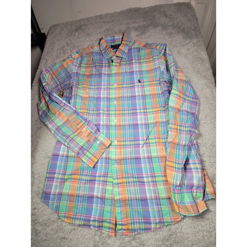 Polo Ralph Lauren Men's XL Tartan Plaid Stretch Cotton Button Down Pony Logo